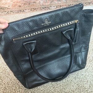 Kate Spade Black Leather Work Tote Bag Purse Black